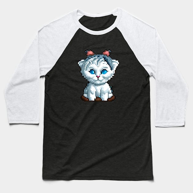 A cat with bright blue eyes and a red nose. Baseball T-Shirt by ijoyly